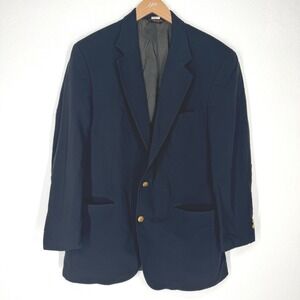 Brooks Brothers Mens Navy Blue 100% Wool 2 Gold Crest Button Blazer 41 R Vintage